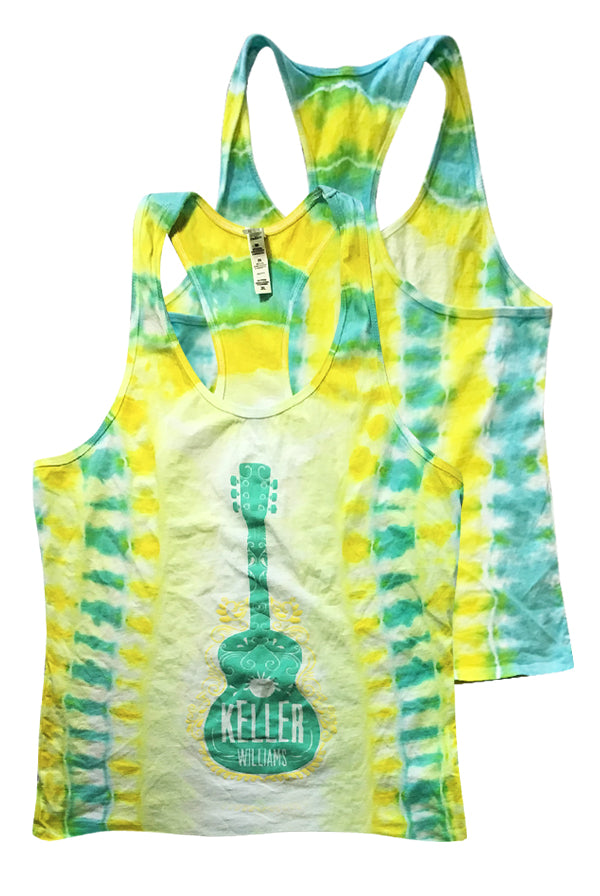 Limited Edition Tie Dye Guitar Ladies Tank (Aqua)