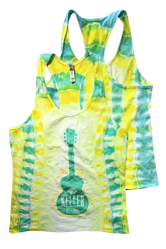 Limited Edition Tie Dye Guitar Ladies Tank (Aqua)