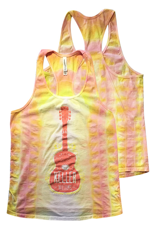 Limited Edition Tie Dye Guitar Ladies Tank (Coral)