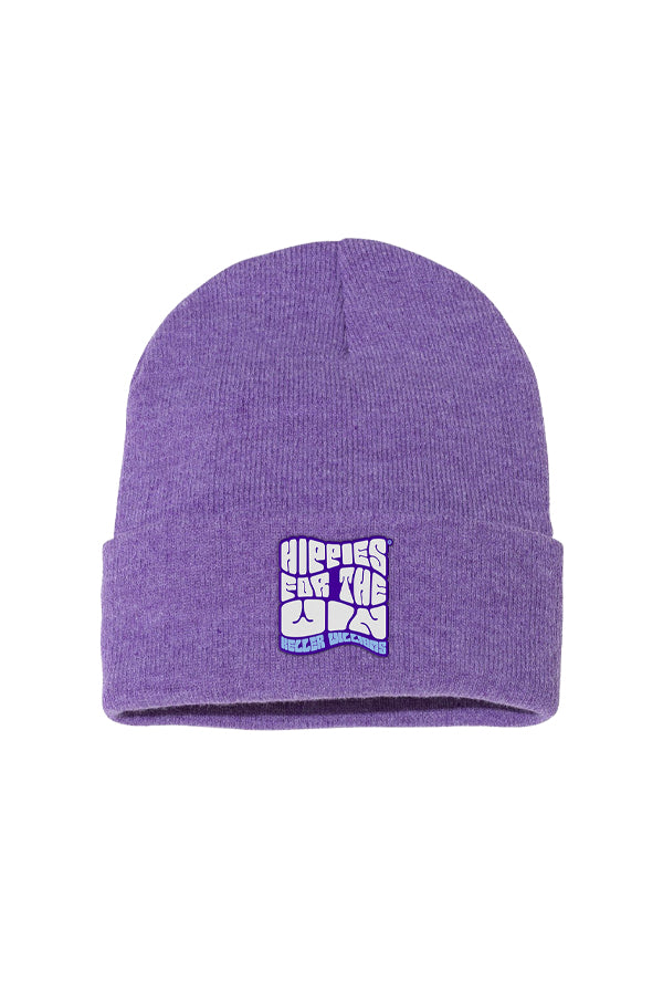 Hippies For The Win Patch Beanie (Heather Purple)