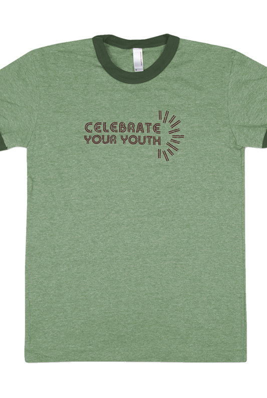 Celebrate Ladies Ringer Tee (Grass Green)