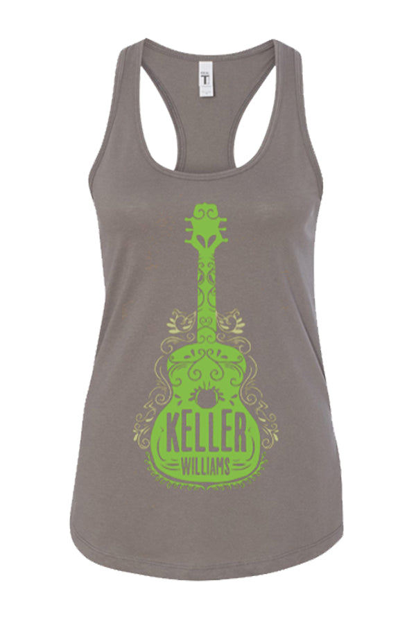 Green Guitar Ladies Tank (Grey)
